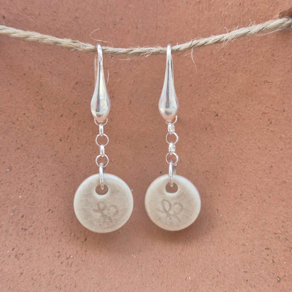 boucles d'oreilles en céramique avec crochet en argent par LP CERAMIQUE