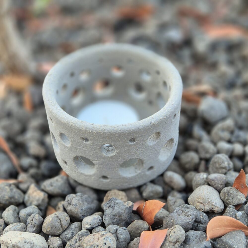 photophore grès gris par lp ceramique