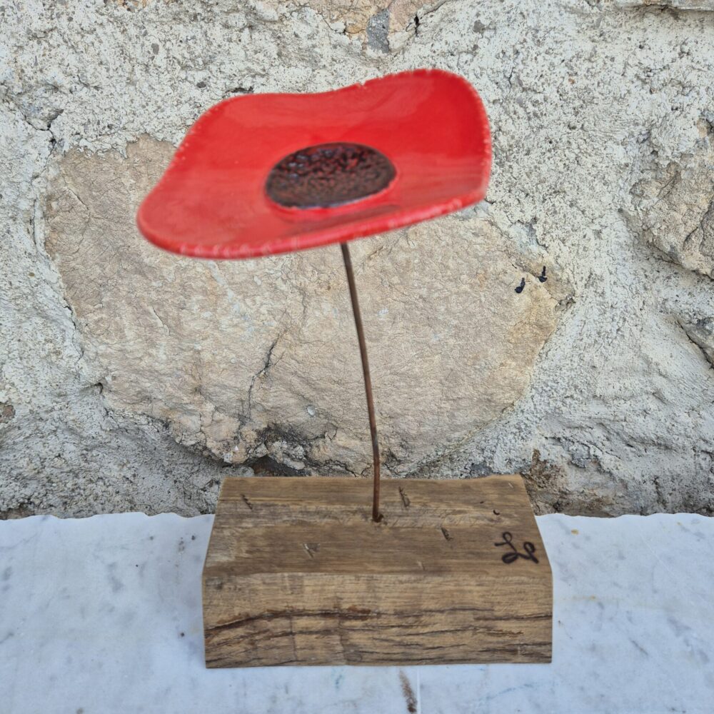 Coquelicot en céramique rouge décoration originale