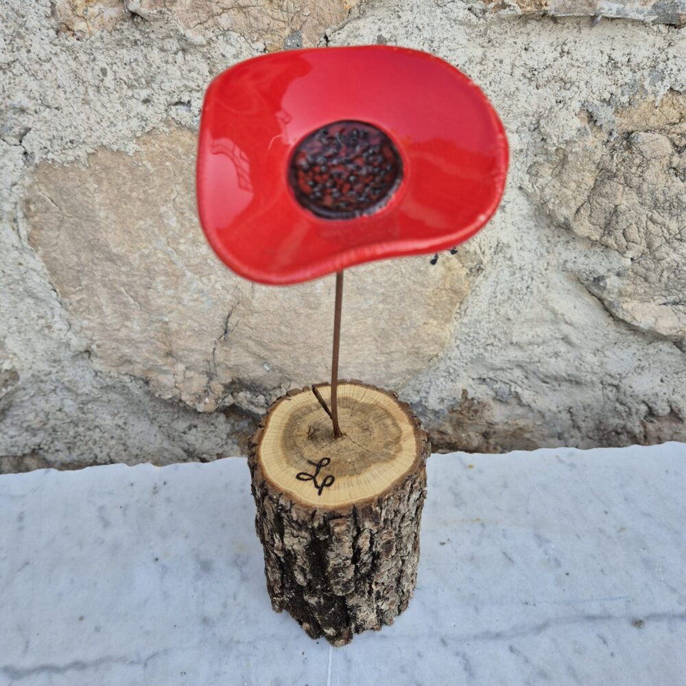 Coquelicot rouge en argile création artisanale française