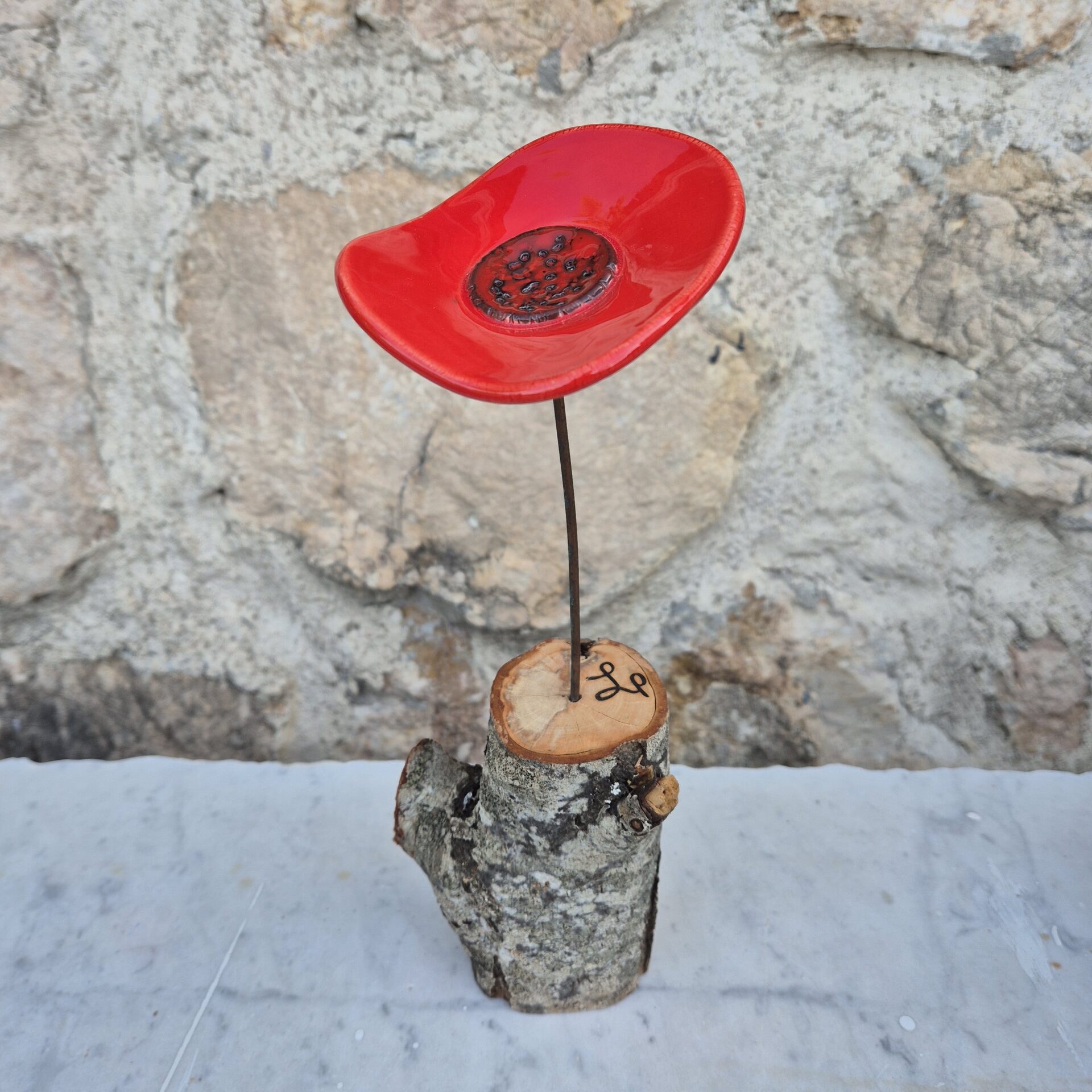 Coquelicot en argile rouge décoration maison