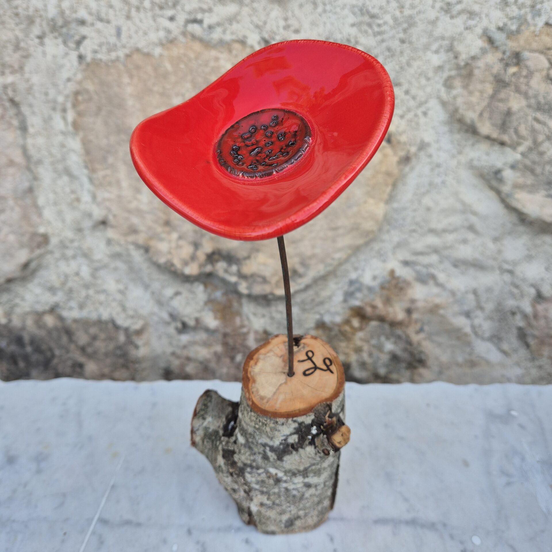 Fleur coquelicot en céramique pour décoration intérieure