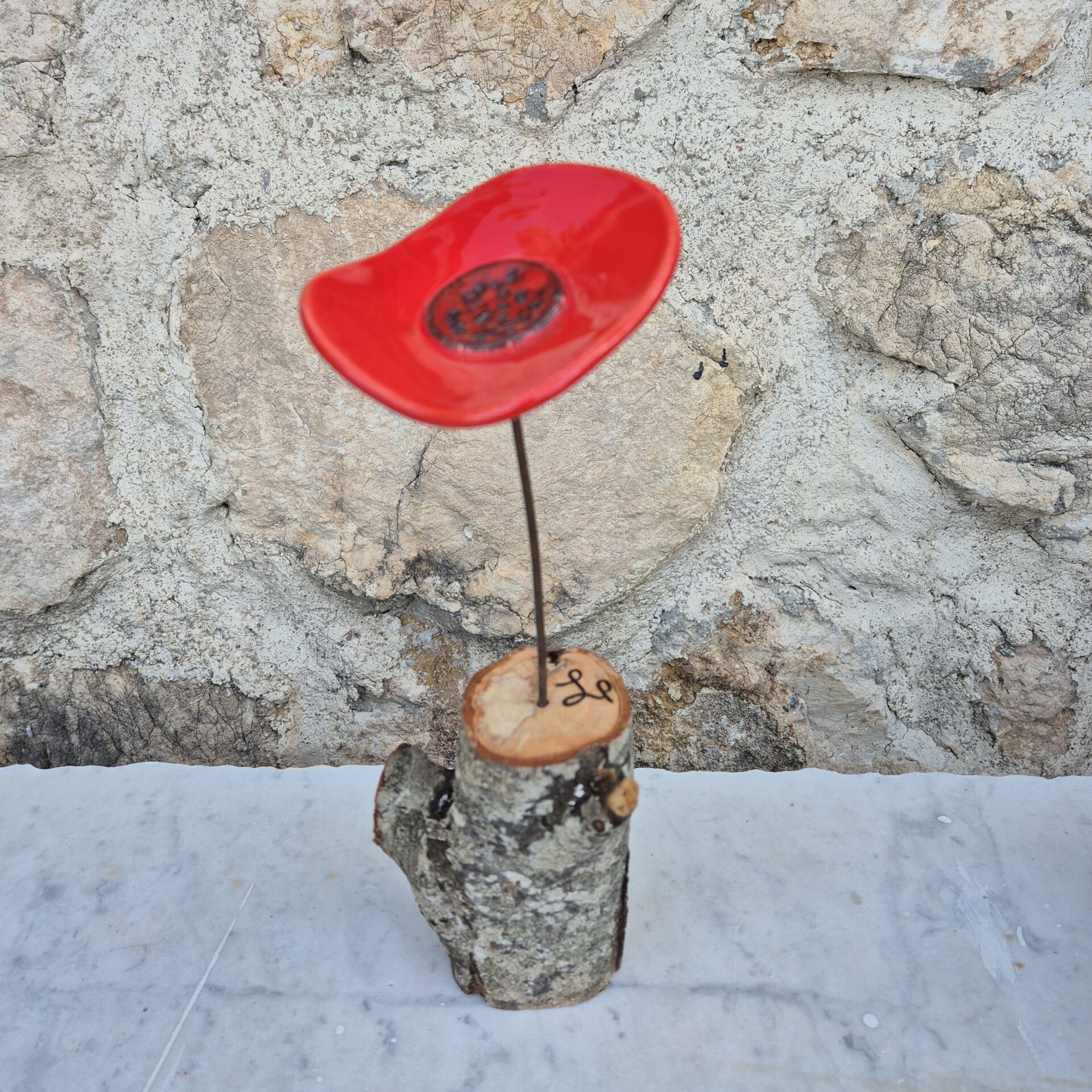 coquelicot rouge en céramique artisanale